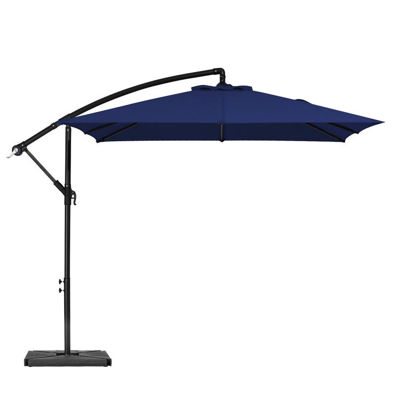 8ft×8ft Square Steel Crank-lift Cantilever Umbrella With Weighted Base
