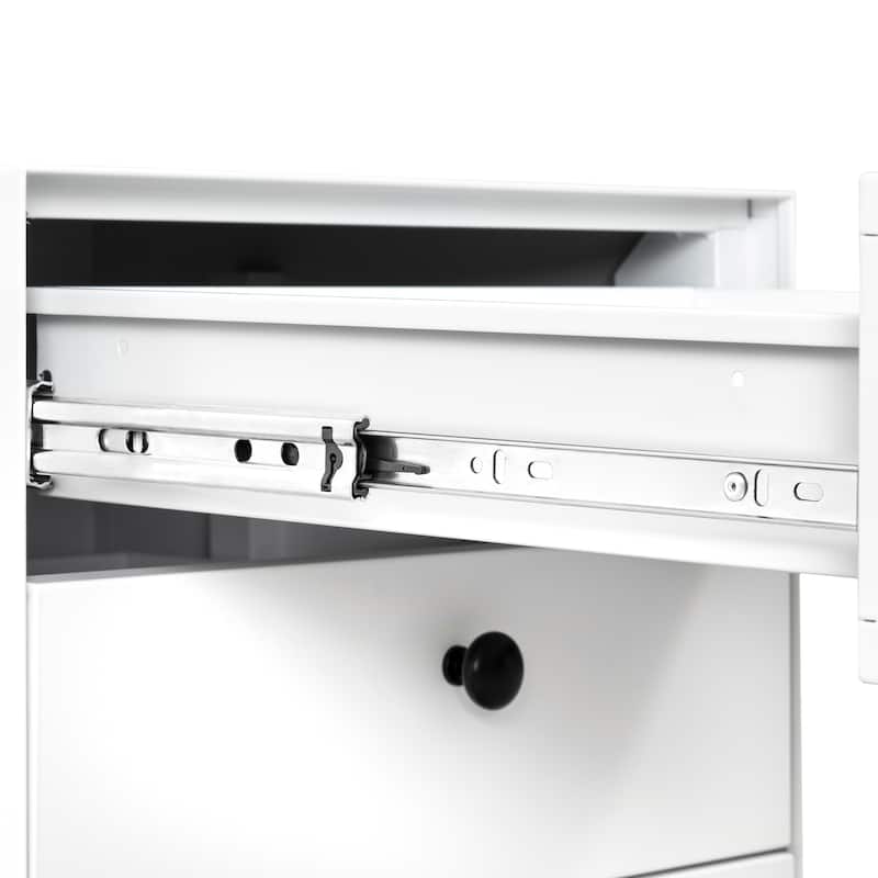 Modern Night Stand Storage Cabinet , Steel Cabinet With 3 Drawers, Bedside Furniture, Circular Handle