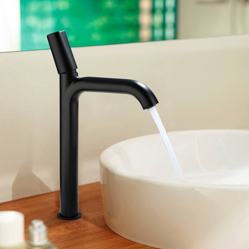 Single Handle Single Hole Bathroom Sink Faucet - Matte Black-vessel
