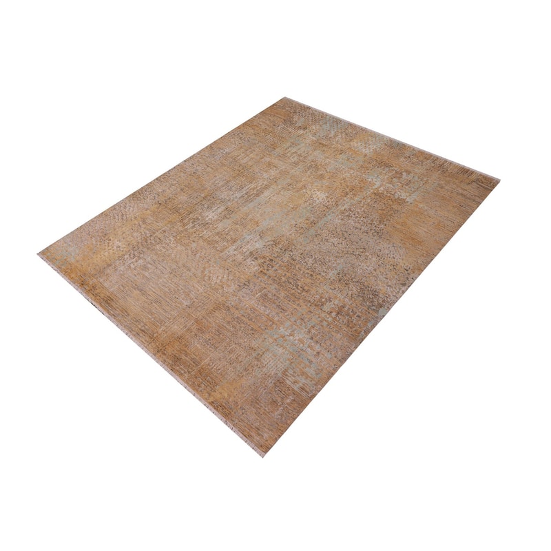Modern Ziegler Denise Tan Blue Wool&Silk Rug - 9'1'' x 12'5''