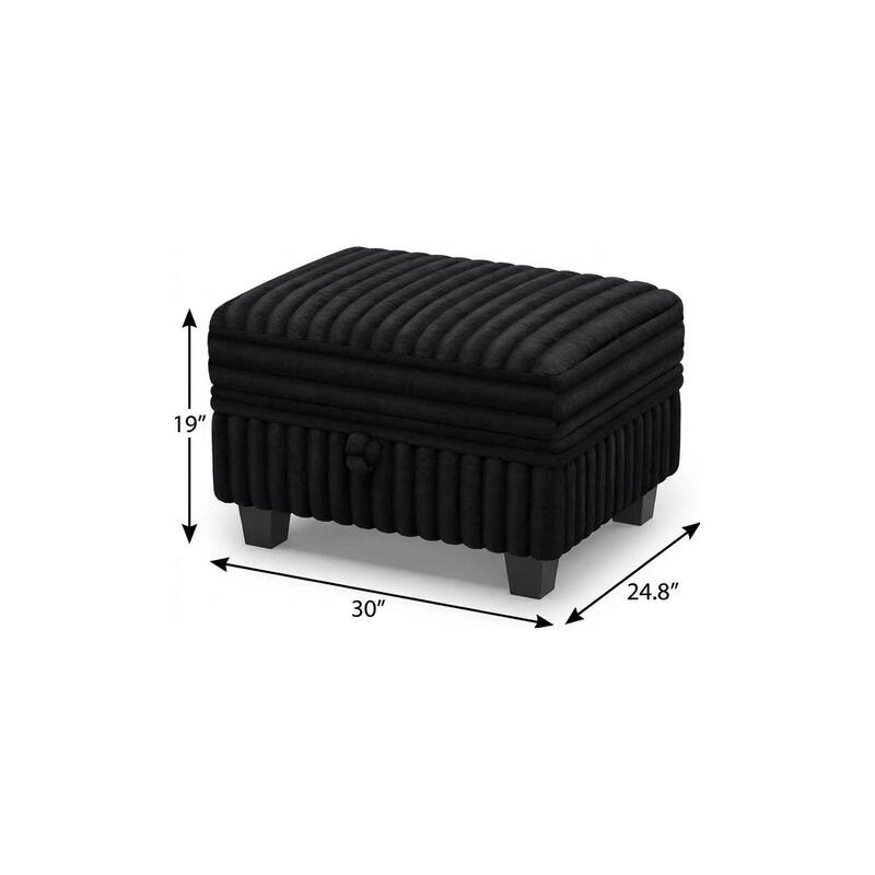 HomeRoots 30" Brown and Black Faux Fur Storage Ottoman
