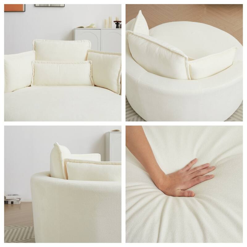 Modern Swivel Accent Barrel Chair with Storage Ottoman Chenille Fabric
