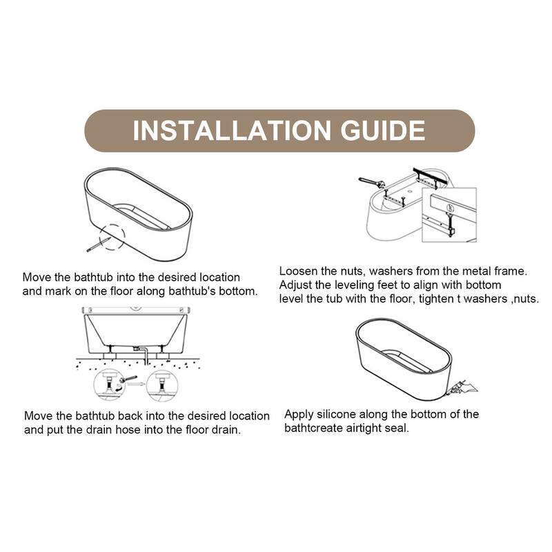 GDFStudio - Lillian Modern Freestanding Acrylic Soaking Bathtub with Ergonomic Comfort Design