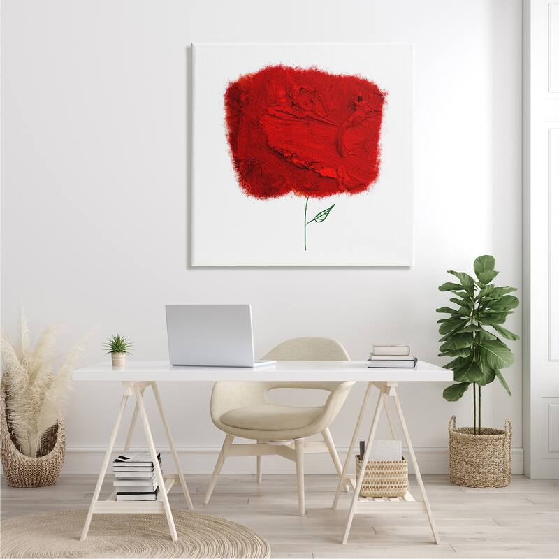 Stupell Nerudo Rose Abstract Interpretation Modern Red Floral Canvas Wall Art