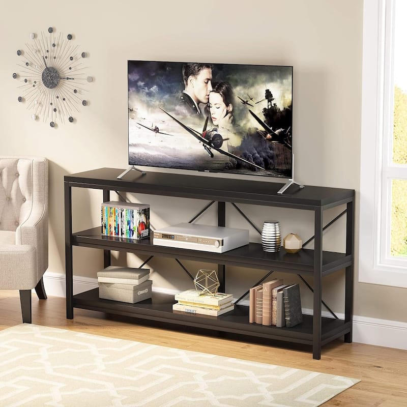 Extra Long Sofa Console Table with Storage for Entryway - 11.81"D x 55.11"W x 29.92"H - Black