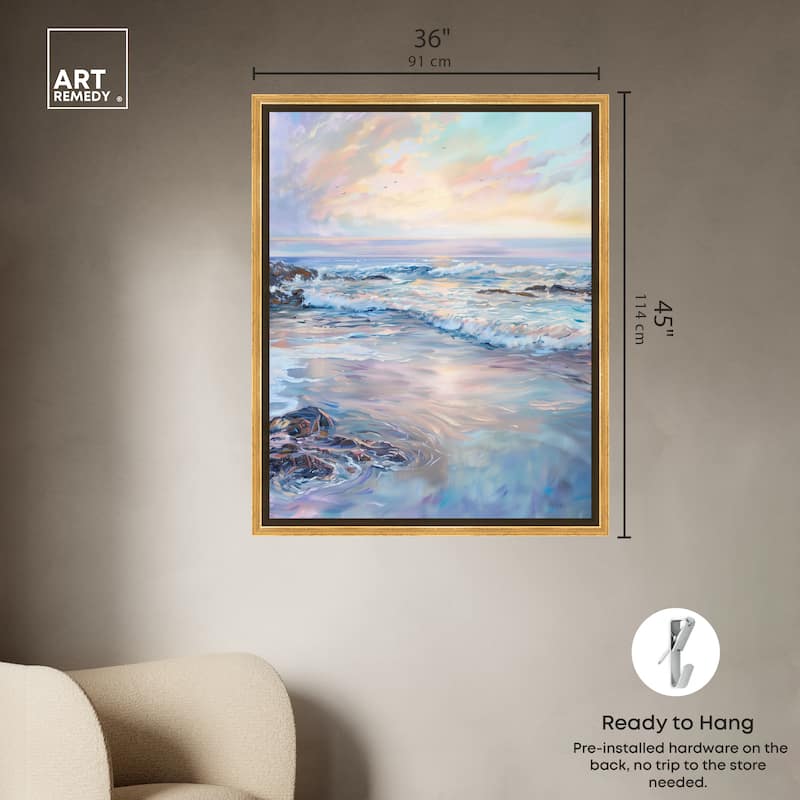 Art Remedy Dreamy Shoreline Framed Sailing 1 Piece Canvas Wall Art