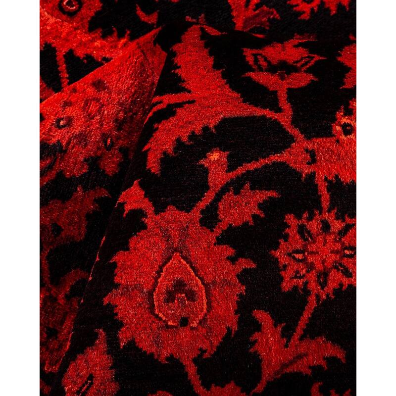 Overton Hand Knotted Wool Vintage Inspired Modern Contemporary Overdyed Orange Area Rug - 6' 4" x 9' 6"