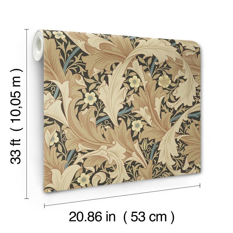 A-Street Prints Granville Apricot Leafy Vine Wallpaper