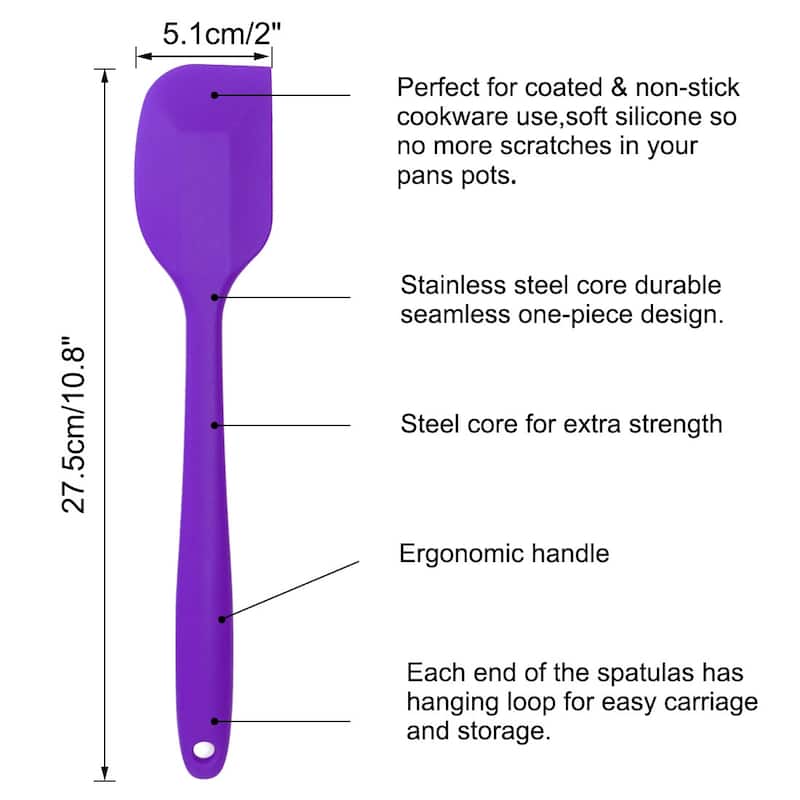 Silicone Heat Resistant Turner Jar Scraper Non Stick Spatula - 27.5 x 5.1cm/10.8" x 2"(L*W)