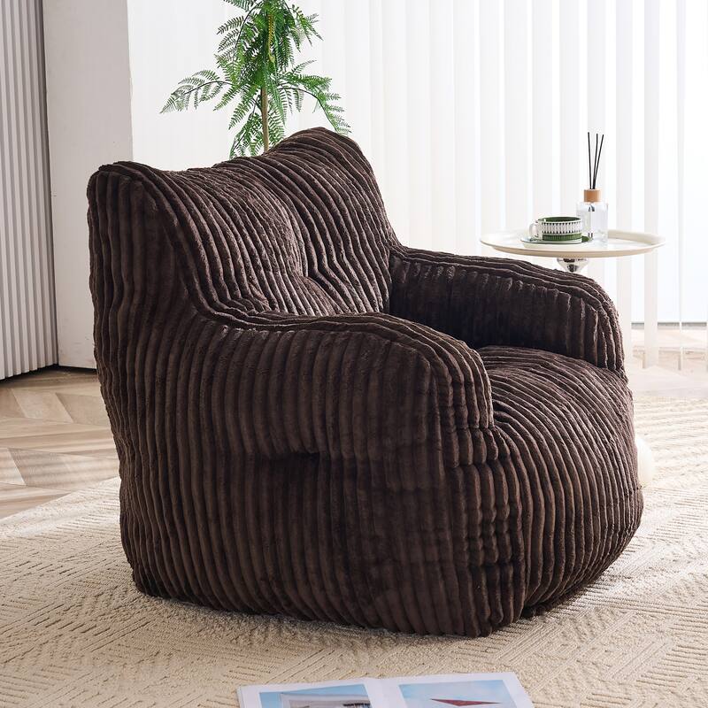 Soft Fluffy Corduroy Fabric Bean Bag Chair Filled With Memory Sponge