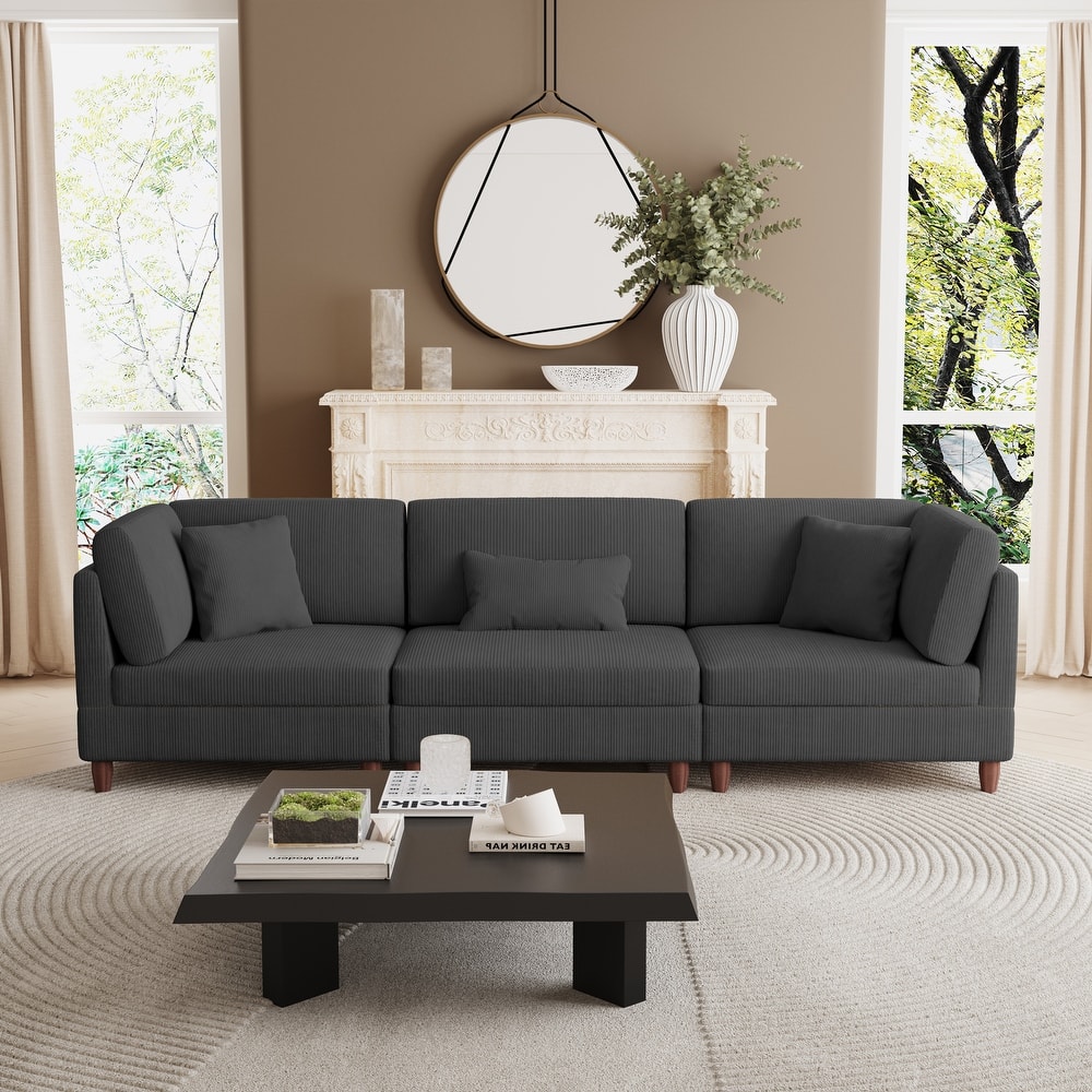 80.3" W Upholstered 3-Piece Sectional Modular Sofa