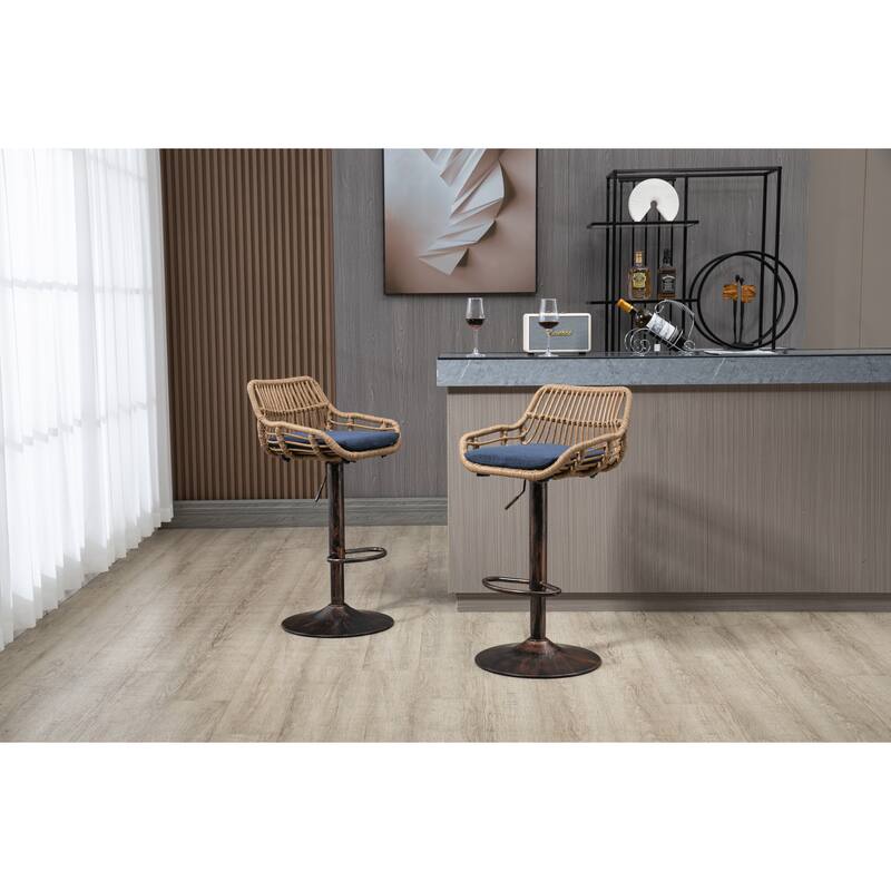 Swivel Bar Stools Set of 2 Adjustable Counter Height Chairs with Footrest for Dining Room,2 SET