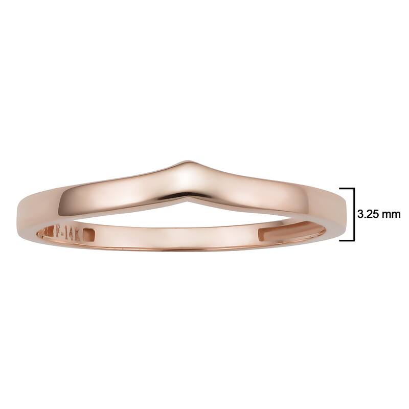 Fremada 14k Yellow White or Rose Gold 3.25 millimeter Chevron Midi Stackable Minimalist Ring