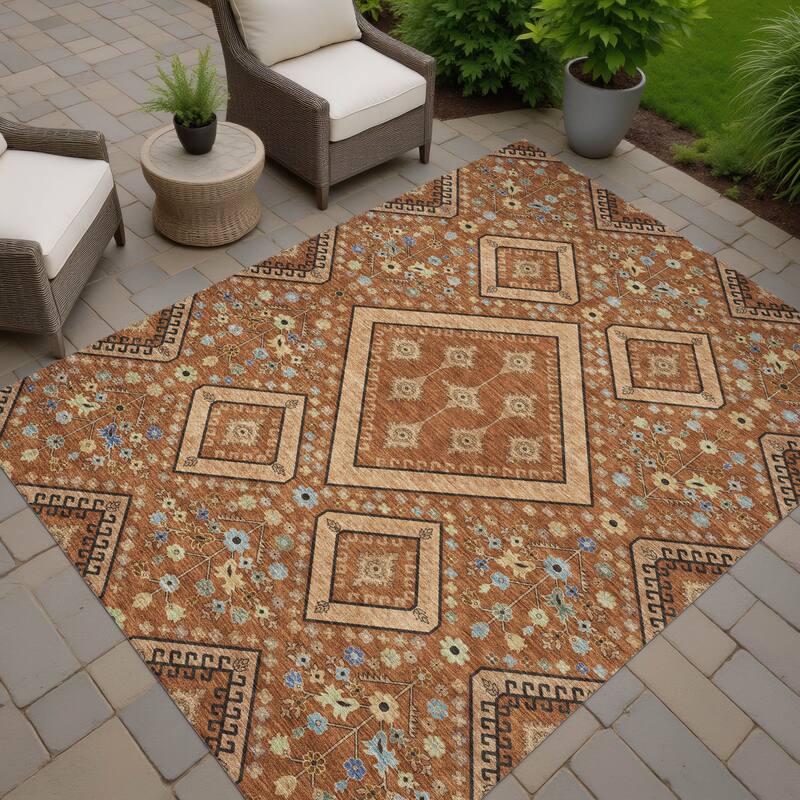 Machine Washable Indoor/ Outdoor Boho Milli Chantille Rug