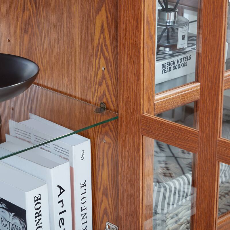 LED Curio Display Cabinet Antique Display Cabinet with Glass Doors