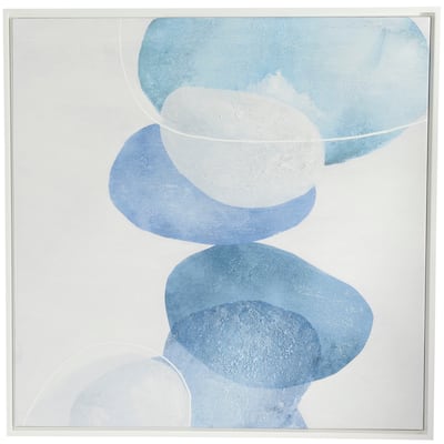 Canvas Abstract Overlapping Circle Framed Wall Art with White Frame - Blue - Roche River Decor