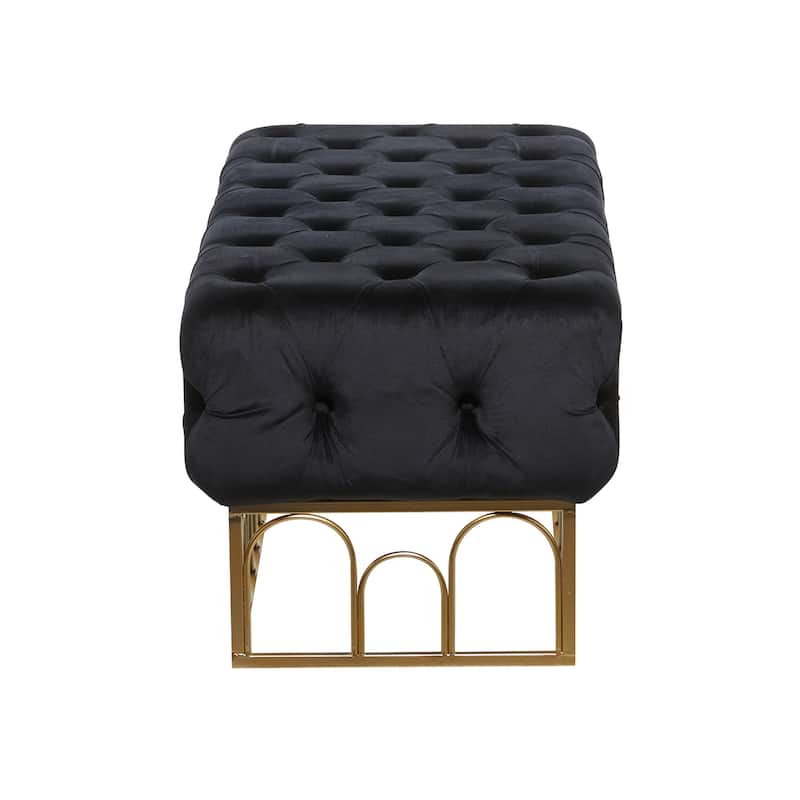Metal Bench with Gold Base - Black - Roche River Decor - 20"W x 49"L x 18"H