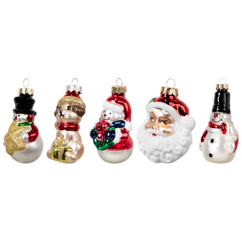 5ct Colored Festive Holiday Christmas Figurine Ornaments 3.5"