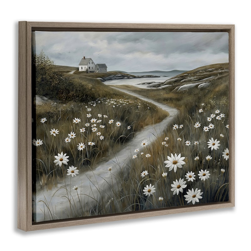 Stupell Serene Coastal Cottage Path Framed Floater Canvas Wall Art Design By Imagine It Images
