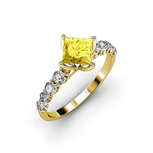 TriJewels Created Yellow Sapphire Diamond Women Engagement ...
