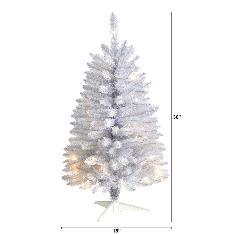 Pre-Lit Pine Artificial Christmas Tree - 3'- Warm White LED Lights - 3 Foot