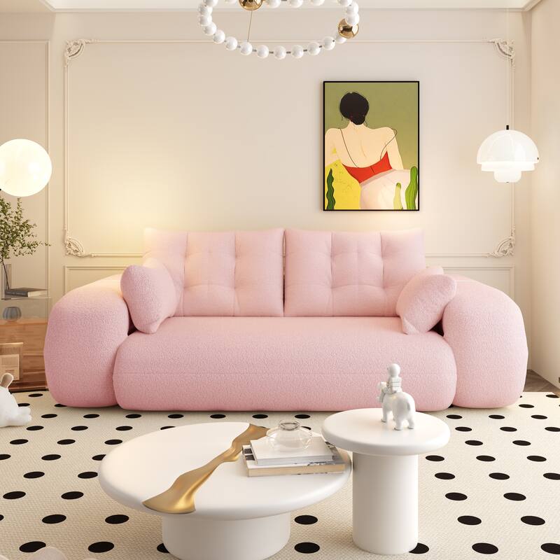 78.7″ Teddy 3-Seater Modular Sleeper Sofa with Convertible Lounge Design - Pink