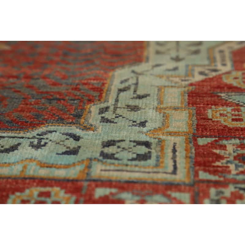 Hand Knotted Oriental 100% Wool Carpet Traditional Medallion Red Kazak Area Rug - 10' 0'' X 7' 0''
