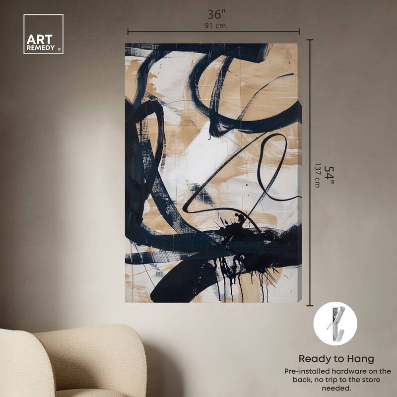 Art Remedy Flowing Gallery Wrapped Abstract Shapes 1 Piece Canvas Wall Art