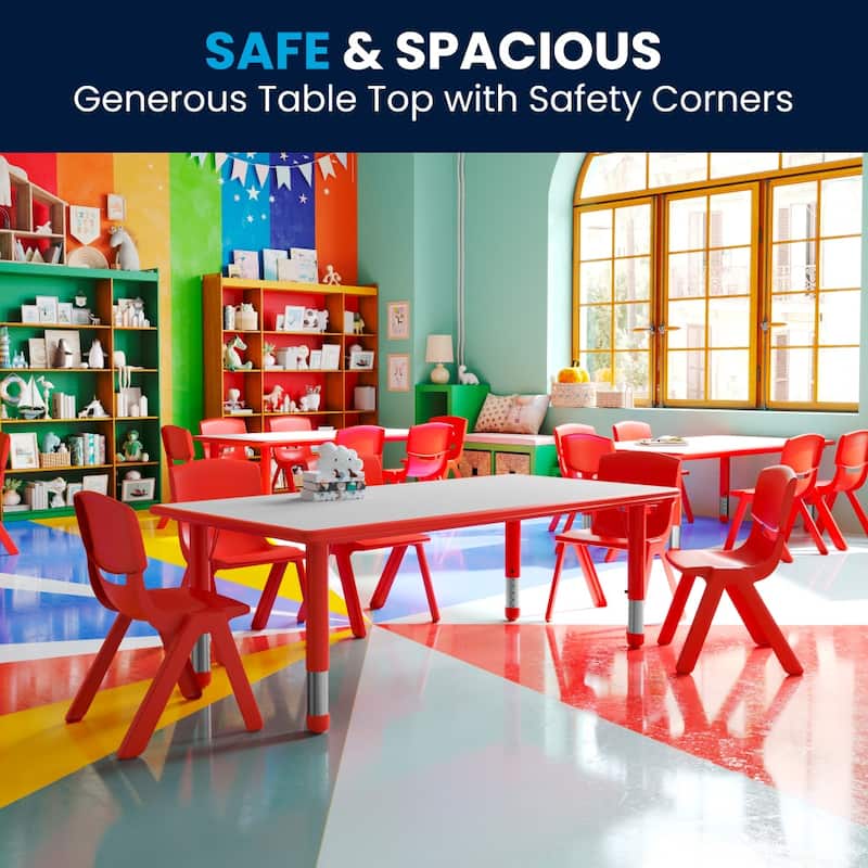 23.625"W x 47.25"L Plastic Adjustable Activity Table-School Table for 6