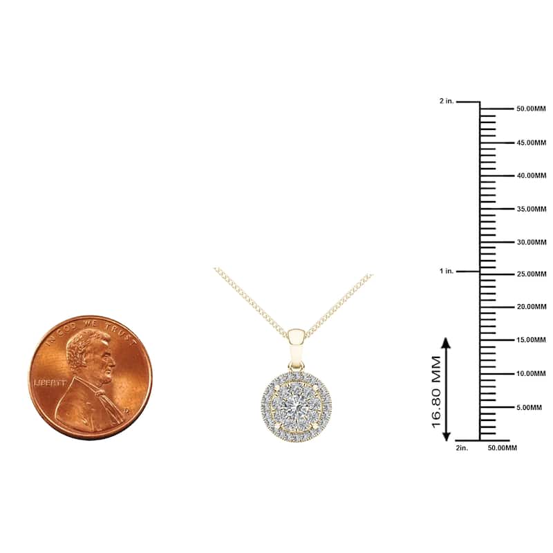 IGI Certified 1/2ct TDW Diamond Cluster Halo Pendant Necklace in 14k Gold for Women