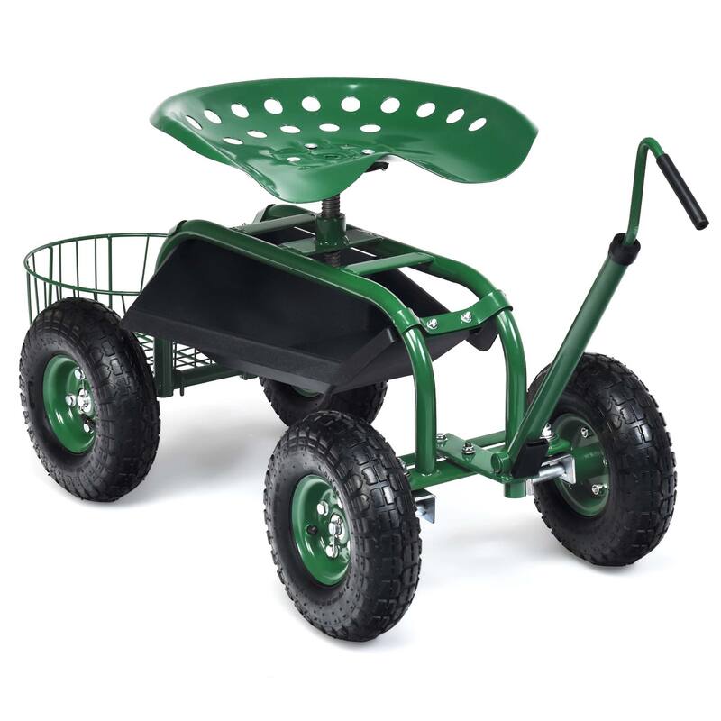 Costway Garden Cart Rolling Work Seat Wagon Scooter for Planting with - See Details