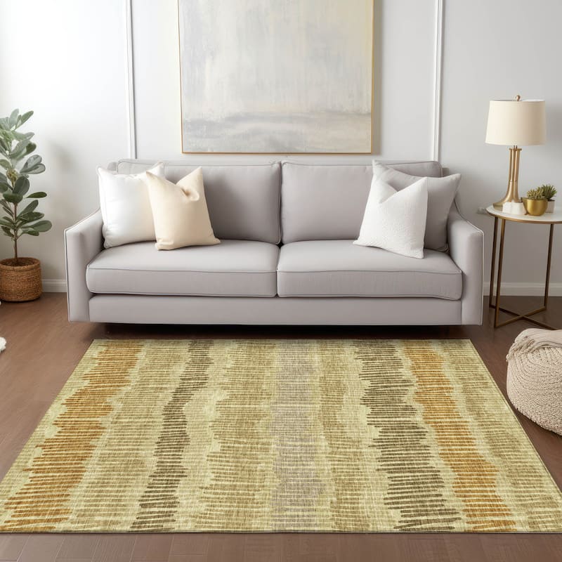 Machine Washable Indoor/ Outdoor Chantille Abstract Stripe Rug