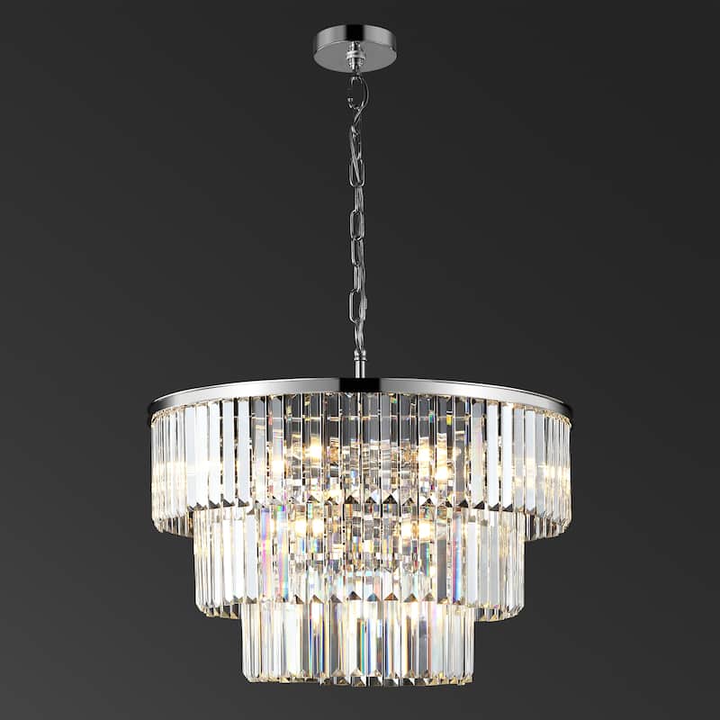 SAFAVIEH Couture Karissa Art Deco 3 Tier Chandelier - 24 IN W x 24 IN D x 21 / 69 IN H