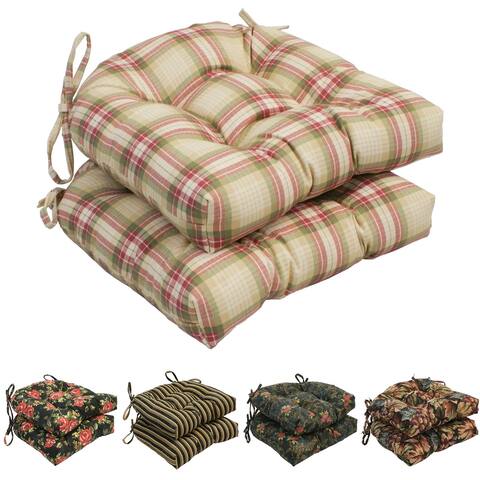 16-inch Rounded Back Tufted Indoor Chair Cushion (Set of 2, 4, or 6, Multiple Fabrics) - 16 x 16