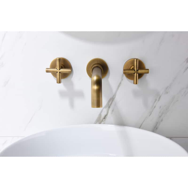Wall Mounted Bathroom Sink Faucet with Cross Design Handle, Prevents Rust, Corrosion, Anti Fingerprint