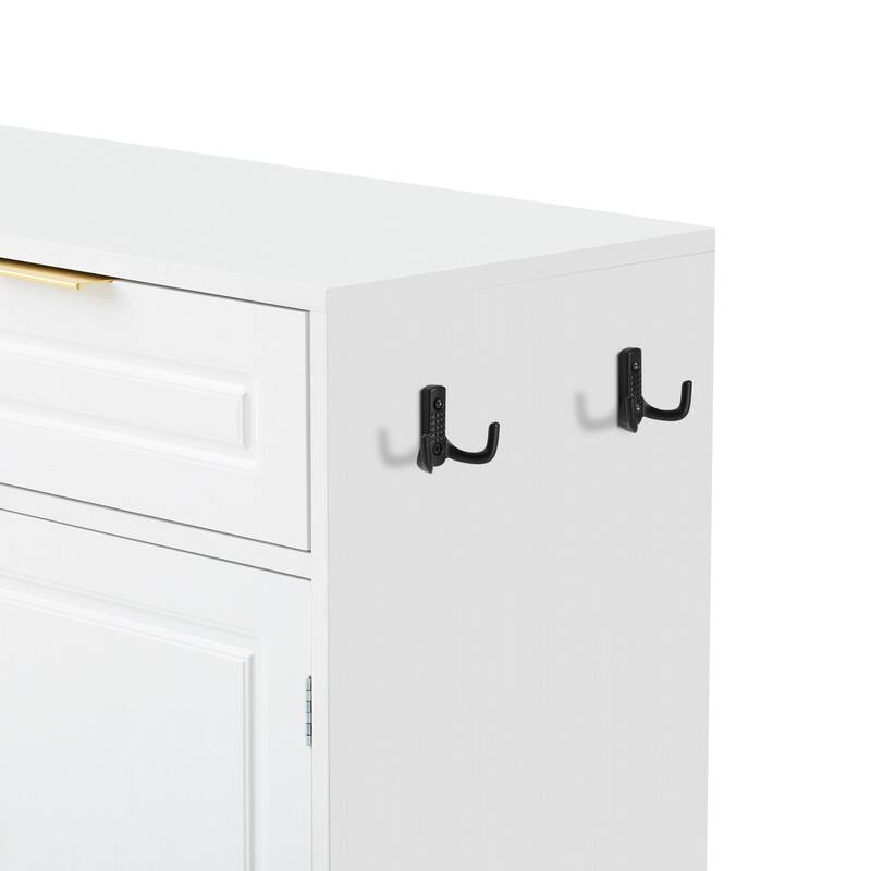Multi-Functional Storage Buffet with 3 Drawers & 4 Doors, Sideboard with Adjustable Shelf and Open Storage Compartments