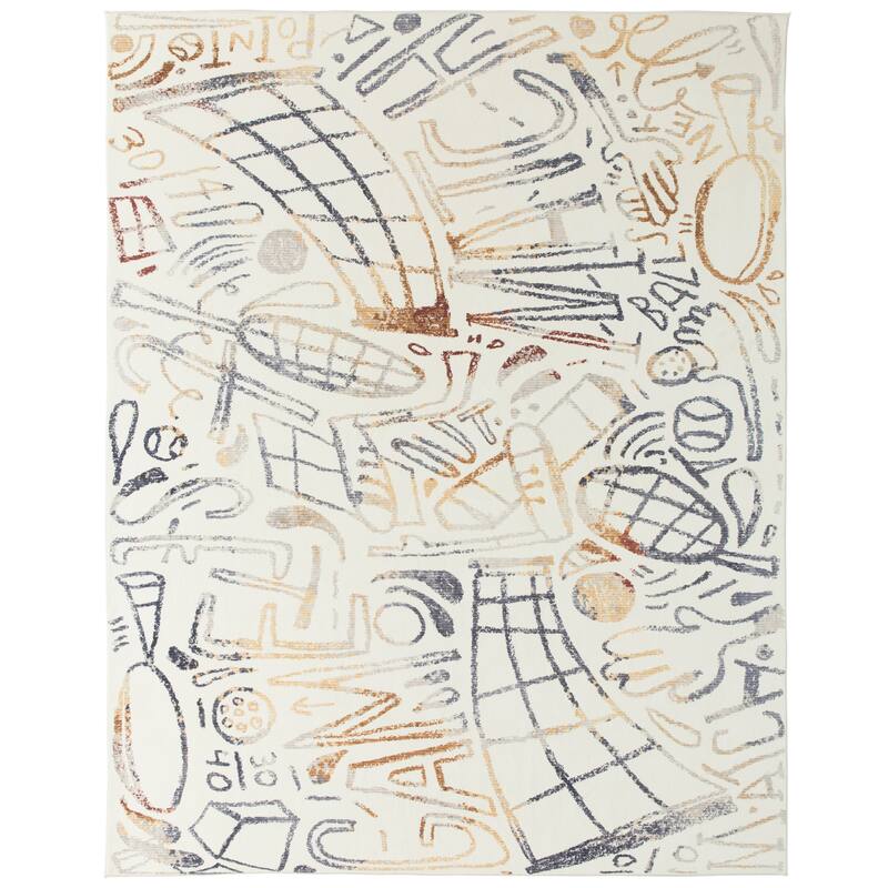 Katie Merz SPORTSGLYPHS Tennis Area Rug - 6' x 8'9" - Ivory