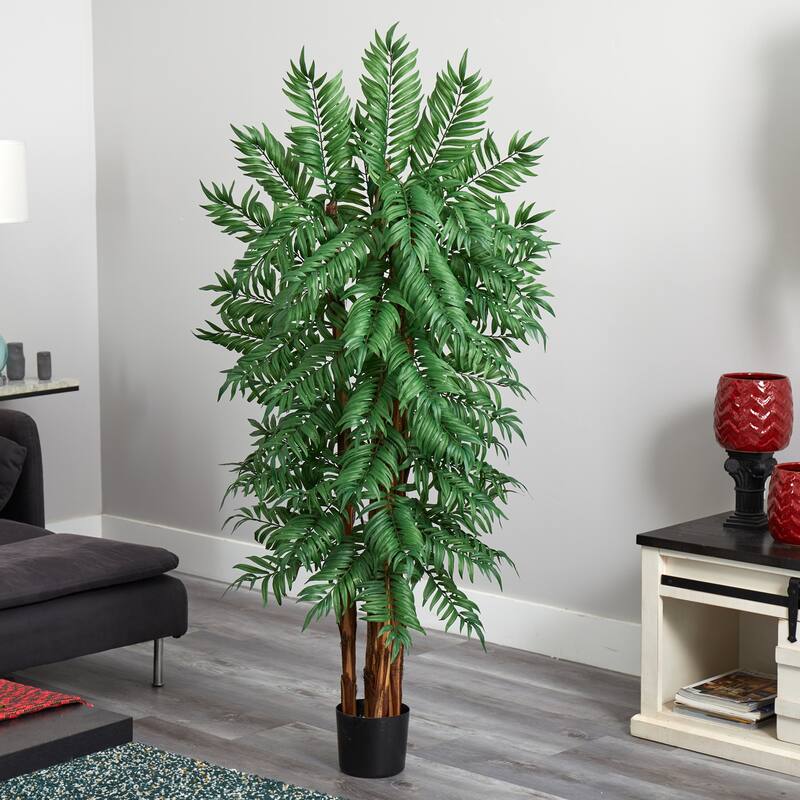 Artificial Palm Tree Indoor - 5.5Ft Tropical Decor - Lush Green Parlour Tree - Home Office Living Room Accent