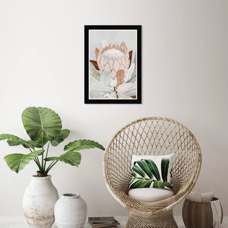 Wynwood Studio Blossoming Flora Framed Boho Floral 1 Piece Canvas Wall Art