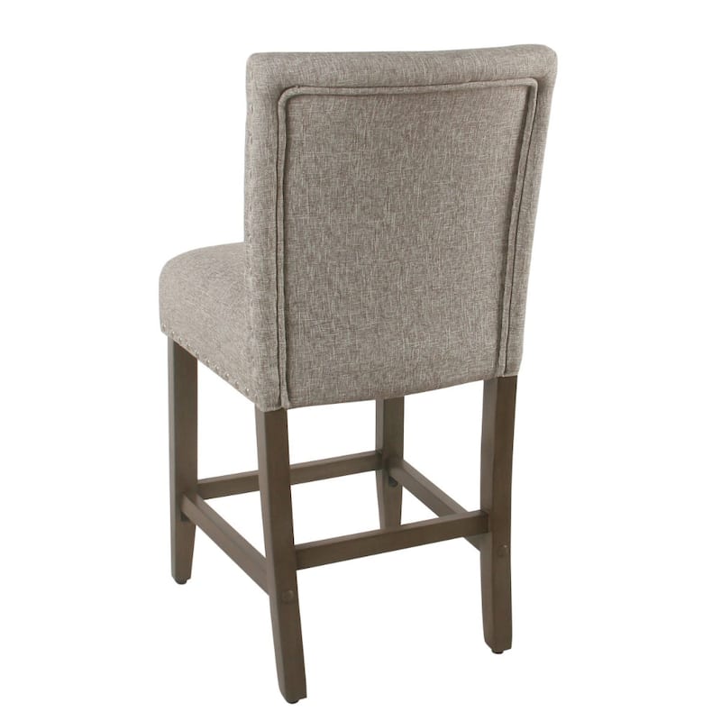 Fabric Upholstered Wooden Counter Stool with Striking Nail head Trims - 39.5 H x 19 W x 24 L Inches