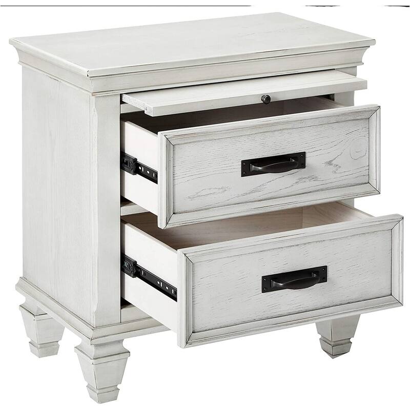 White 2 Drawer 28 in. W Nightstand with Sturdy Hardware and Ample Storage