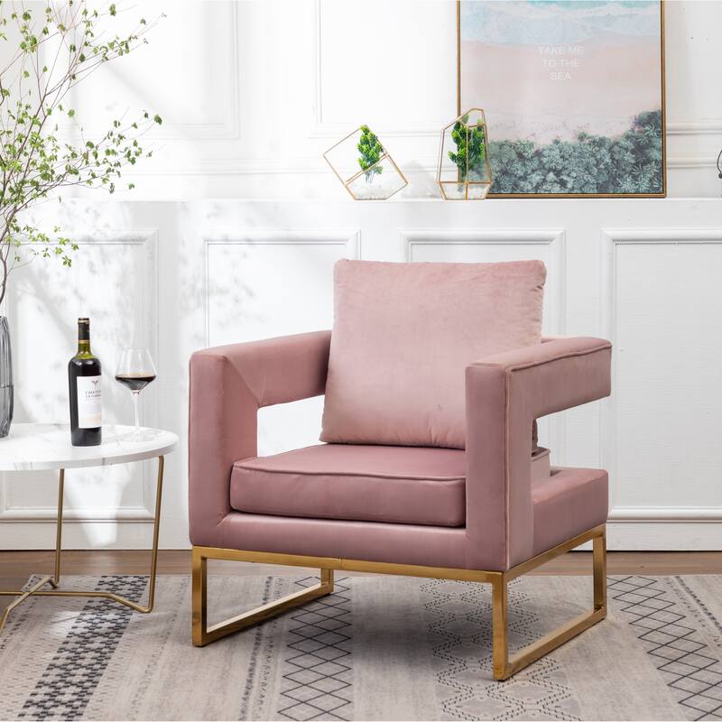 Roundhill Furniture Lenola Contemporary Upholstered Accent Armchair - Pink