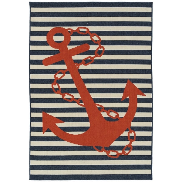 Kaleen Amalie 2 x 8 Navy Indoor/Outdoor Coastal Runner Kaleen Amalie 2 x 8 Navy Indoor/Outdoor Coastal Runner