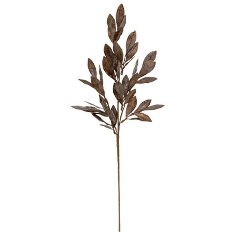 Brown Bronze Laurel Spray with Long Stem and Dimensional Leaf Accents - 5.50 x 1 x 28 in. - Brown