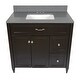 preview thumbnail 65 of 109, Vail 37" Bathroom Vanity with Cultured Marble Top Sink w/ Backsplash in White with White Basin Espresso - Galaxy Grey