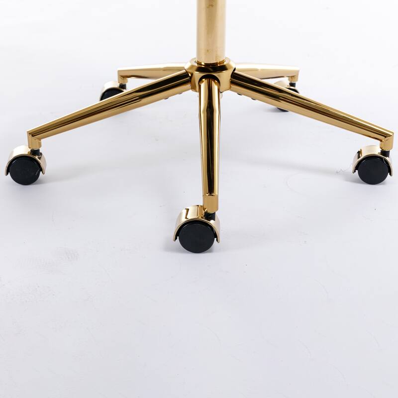 GDF Studio - Modern Upholstered Swivel Home Office Chair with Golden Metal Base and Artificial Rabbit Hair Comfort