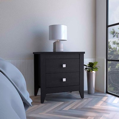 Nightstand More,Two Shelves,Four Legs,Black Wengue Finish，for Living Room,and Dining Room