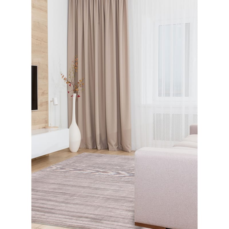 ECARPETGALLERY Hand Loomed Shimmer Grey Viscose Rug - 9'0 x 12'0