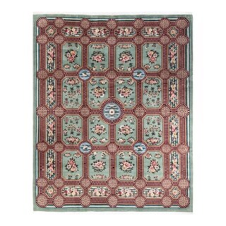 Overton One-of-a-Kind Hand-Knotted Traditional Oriental Mogul Green Area Rug - 9' 3" x 11' 6"
