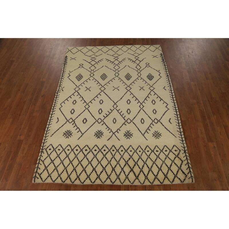Trellis Moroccan Oriental Area Rug Handmade Bedroom Wool Carpet - 5'6" x 7'10"